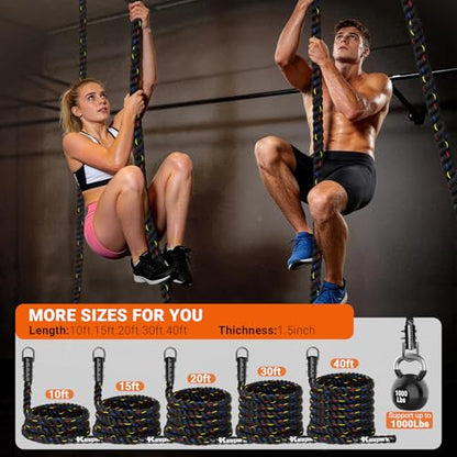 Climbing Rope Gym Workout - 1.5inch Diameter with 10FT 15FT 20FT 30FT 40FT Gym Climb Rope Heavy Duty Workout Exercise Ropes for Adults Indoor Outdoor Strength Training - style: 1.5 Inch-20ft