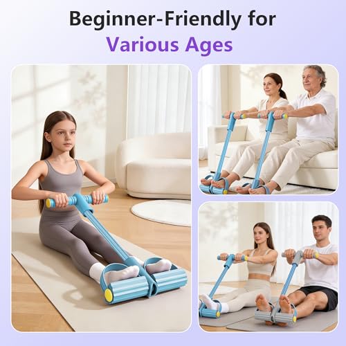 Upgraded Pedal Resistance Band with Handle, Soft Durable Fashion Puller Exercise with Thickened 6 Tension Ropes, Tube Pedal Resistance Device for Abdomen, Waist, Arm, Leg, Core/ABS