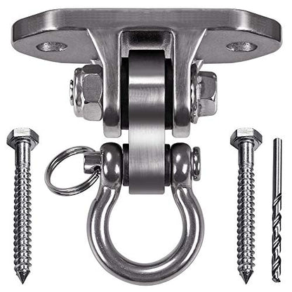 IOH Heavy Duty Swing Hanger Stainless Steel 304 Antirust - 2000 lb Capacity, 180 Silent, Playground Porch Yoga Seat Trapeze, Hammock Chair, Hanging Kit, Indoor Outdoor Set, Patent Design