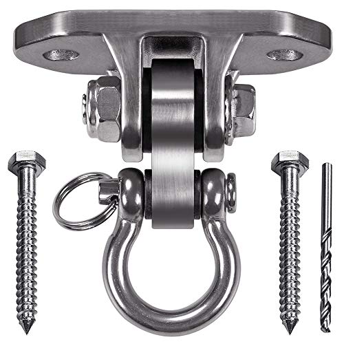 IOH Heavy Duty Swing Hanger Stainless Steel 304 Antirust - 2000 lb Capacity, 180 Silent, Playground Porch Yoga Seat Trapeze, Hammock Chair, Hanging Kit, Indoor Outdoor Set, Patent Design