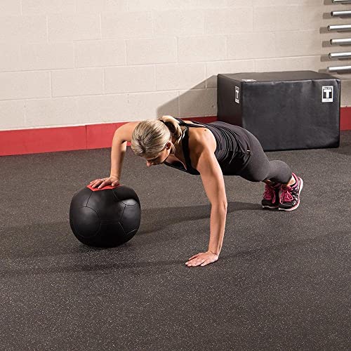 Body-Solid Tools (BSTSMB18) Soft Shell Medicine Ball – Non Bouncing Wall Balls for Strength Training, Weight Loss Workout, Core Exercise and Home Gym Fitness, Black, 18lb Weight