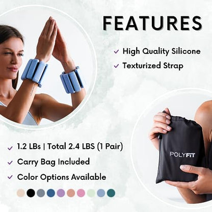 Polyfit Wrist & Ankle Weights - 1 Pair - Wearable Ankle Weights for Women and Men - Wearable Bracelet for Exercise, Yoga, Walking, Running, Dance, Barre, Pilates, Cardio, Aerobics - color: PEACH