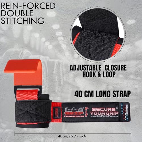 Weight Lifting Rod Hooks Heavy Duty Wrist Wraps Power Weight Lifting Training Gym Grips Straps Set of 2 - color: JET RED, size: WOMEN-Wrist Size Small/Medium