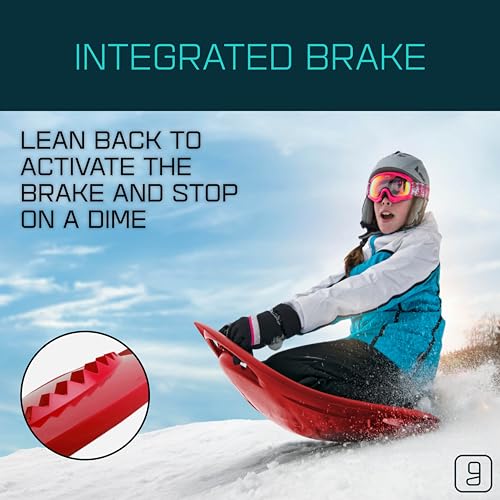 Gizmo Riders Supernova - Sleds for Kids, New Age Disc Sled with Integrated Lean Back Brake with Raised Safety Handles for Maximum Steering Control, Snow Sled, Holds 200lbs, Ages 3+