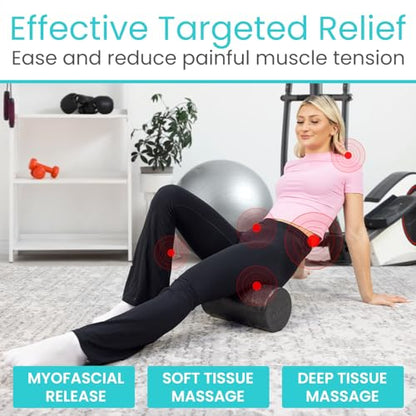 Vive High Density Foam Roller (12 inch) - Large Foam Roller for Exercise, Physical Therapy, Yoga, Pilates, Stretching - Pain Relief Massager for Trigger Point, Deep Muscle Massage, Myofascial Release