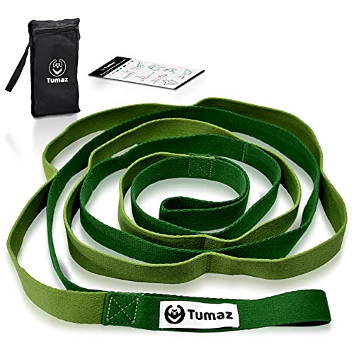 Stretching Strap - 10 Loops & Non-Elastic Yoga Strap - Perfect Home Workout Stretch Strap for Physical Therapy, Yoga, Pilates, Flexibility - color: Army Classic, size: Value-Upgrade