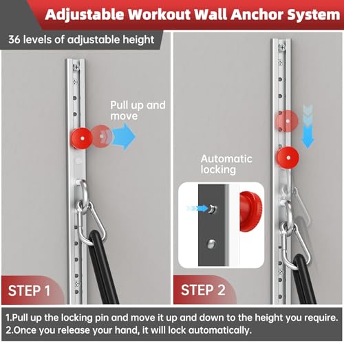 Adjustable Resistance Band Wall Mount System(2PCS),Home Gym Dedicated Resistance Band Wall Anchor, Ideal for Strength Training, Physical Therapy & Rehab Training