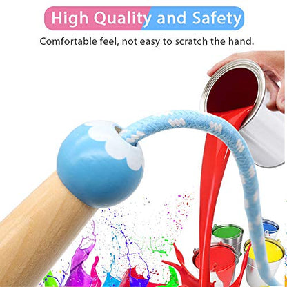 Jump Rope Kids, 7ft Adjustable Cotton Skipping Rope with Wooden Handle for Boys and Girls Fitness Outdoor Exercise - style: Pink+Blue
