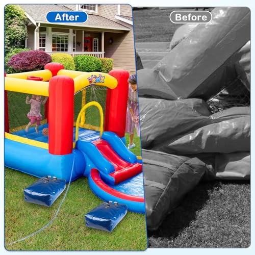 4pcs Vinyl Sandbags with Handle, 50lb Capacity Bounce House Sand Bags, Duty Sand Bag Anchor Safety Weight Product for Inflatable Trampolines and Water Slides (Blue)