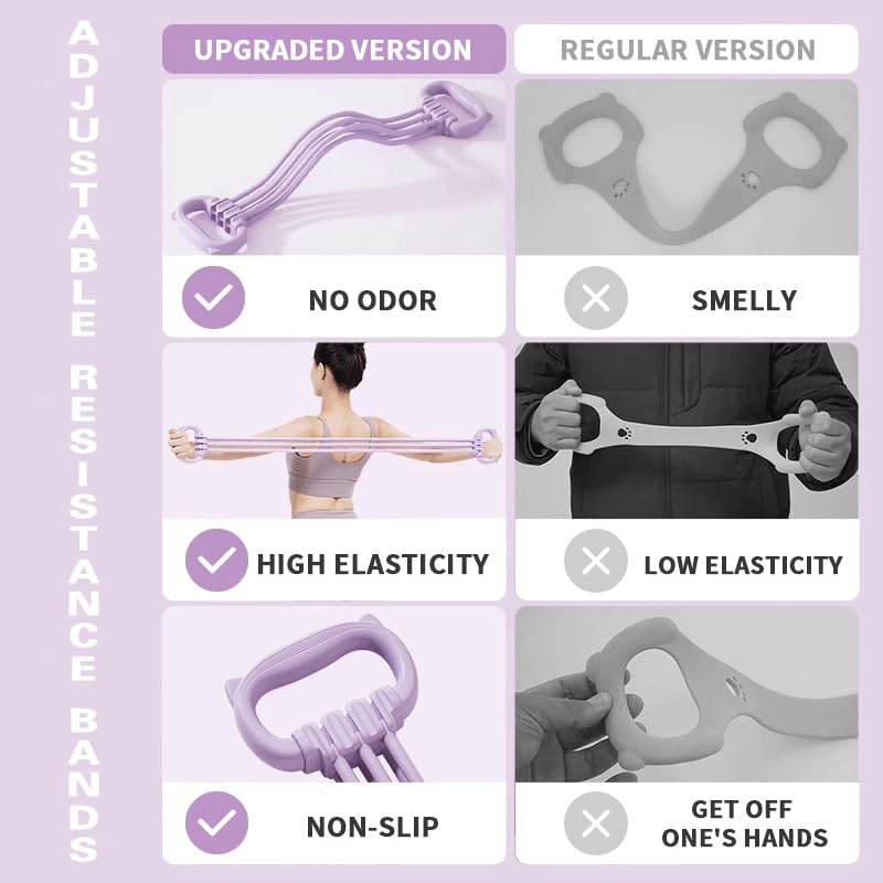 Adjustable Puller 6 Tubes, Elastic Pull Rope Fitness for Adult Female Male, Yoga Puller - color: Pink