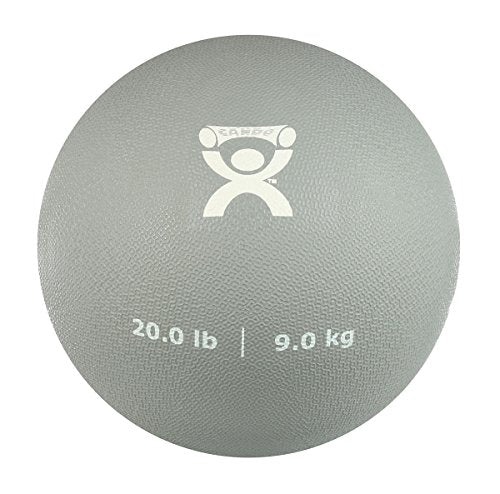 CanDo Soft Medicine Ball 9" Diameter 20lb Silver Exercise Ball for Physical Therapy and Fitness Exercises, Easy Grip Rubber Weighted Ball for Workouts - size: 20 Pound