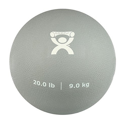 CanDo Soft Medicine Ball 9" Diameter 20lb Silver Exercise Ball for Physical Therapy and Fitness Exercises, Easy Grip Rubber Weighted Ball for Workouts - size: 20 Pound