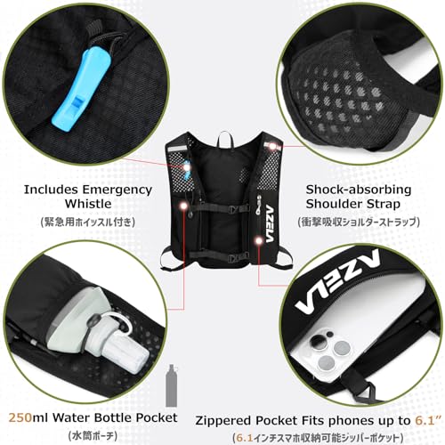 Running Water Bottles Flask BPA Free Leakproof Hydration Vest Packs Waist Belt Replacement for Triathlon Marathon Hiking Cycling Climbing Runner - color: #1 Black (7L) with a 1.5L White Water Bladder