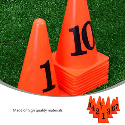 BESPORTBLE Numbered Cones 10PCS Plastic Training Traffic Cones Agility Field Marker Cones for Soccer Basketball Football Drills Training Outdoor Activity Or Events Pro Disc Cones