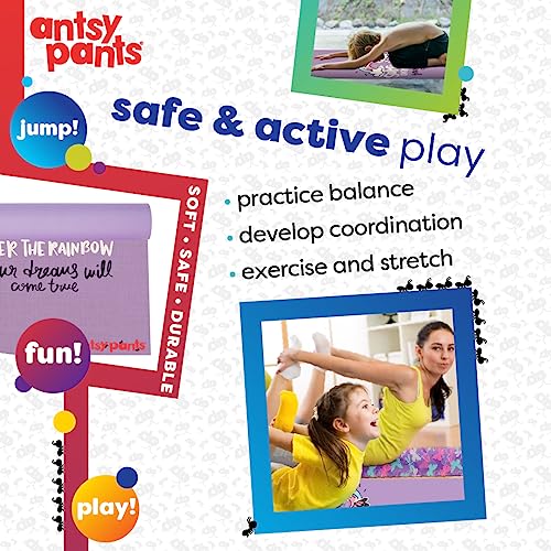 Antsy Pants Kids Yoga Mat - Non-Slip Exercise Mat, 60" x 24", 3mm - color: Rainbow