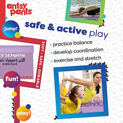 Antsy Pants Kids Yoga Mat - Non-Slip Exercise Mat, 60" x 24", 3mm - color: Rainbow
