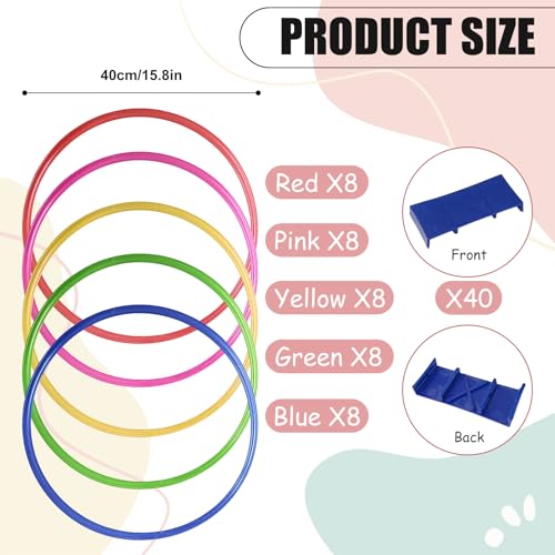 40 Pcs Speed and Agility Training Equipment, 16.5 Inch Hopscotch Rings, Footwork Hoops for Sports