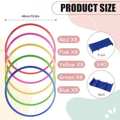 40 Pcs Speed and Agility Training Equipment, 16.5 Inch Hopscotch Rings, Footwork Hoops for Sports