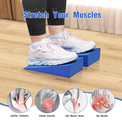 Foam Wedge Slant Board, 2-pcs Update Calf Stretcher, Squat Wedges for Yoga, Foot Rehabilitation and Stretching, and Physical Therapy