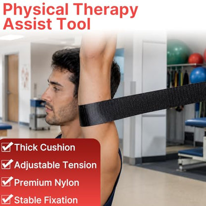 Mobilization Belt - Physical Therapy Belt Strap, Adjustable Mobilization Band Pt Strap with Thick Pad for Rehabilitation Yoga Leg Hip Exercise Seatbelts Stretching Mobility & Gym Techniques (Black)