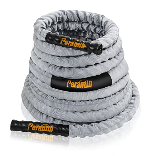 Poly Battle Rope with Cloth Sleeve -1.25/1.5/2 Inch Diameter 30' 40' 50' Lengths -Gym Muscle Toning Metabolic Workout Fitness, Battle Ropes for Home Gym - style: 1.26" x 30 ft