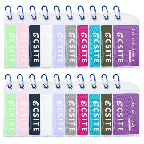 20 Pack (47"x12") Cooling Towels for Neck and Face Bulk, Ice Towel for Hot Weather, Soft Breathable Chilly Gym Towels, Microfiber Towel for Work Out, Yoga, Running, Camping & More Activities - color: Macaron Green*2/Macaron Pink*2/White*2/Lake Blue*2/Maca