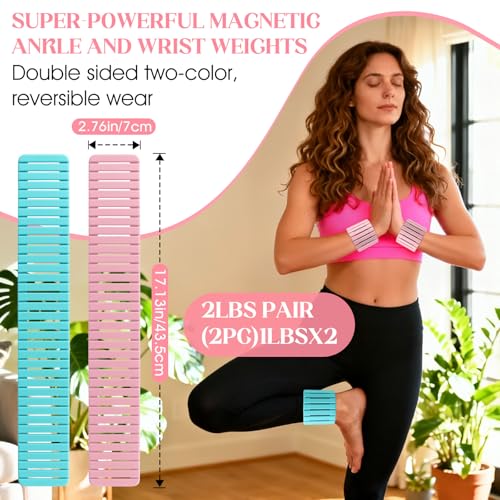 Wrist Weights, Adjustable Magnetic Leg & Arm Weights Bangles 2 Pcs (1LB Each) Silicone Ankle Weights for Women & Men, fits for Gym, Running & Walking, Swimming, Yoga & Pilates