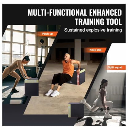 Plyometric Jump Box 3-in-1, 16/14/12 Inch - Cotton Plyo Box for Fitness, Agility & Strength Training - Anti-Slip Exercise Step Up Platform - Home & Gym