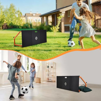 Soccer Rebounder Board, 40 X 16 Inch Portable Soccer Training Equipment, Two Rebound Angles, Equipped with Two Sandbags and Two Ground Stakes, Suitable for Soccer Passing and Shooting Drills