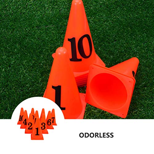 BESPORTBLE Numbered Cones 10PCS Plastic Training Traffic Cones Agility Field Marker Cones for Soccer Basketball Football Drills Training Outdoor Activity Or Events Pro Disc Cones