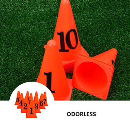 BESPORTBLE Numbered Cones 10PCS Plastic Training Traffic Cones Agility Field Marker Cones for Soccer Basketball Football Drills Training Outdoor Activity Or Events Pro Disc Cones