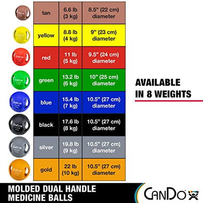 CanDo Molded Dual-Handle Medicine Ball for Strength Training, Core Workouts, Warmups, Cardio, and Plyometrics with Handles for Home and Clinic Use - style: g) 19.8 lb