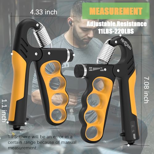 Hand Grip Strengthener Trainer Adjustable Resistance 11LBS-220LBS, Forearm Strengthener, Hand Squeezer With Mechanical Counter Multipurpose Grip for Muscle Building and Injury Recovery