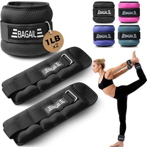 BAGAIL Ankle Wrist Weights for Women & Men, One Pair of 1/2/4/6/8/10 LBS Wearable Leg Arm Weights with Sleek Design & Secure Fit for Walking, Running, Pilates, Home Fitness & Physical Therapy - color: Black, size: 2 Lb Pair (1 Lb Each)