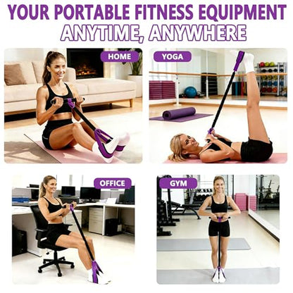 Pedal Resistance Band with Handle, Thickened Latex Tubes & Soft Foot Pedal, Full Body Workout Equipment for Glutes Legs Arms Waist, Pilates Physical Therapy Sit Up Gear for Home Gym - color: Purple;