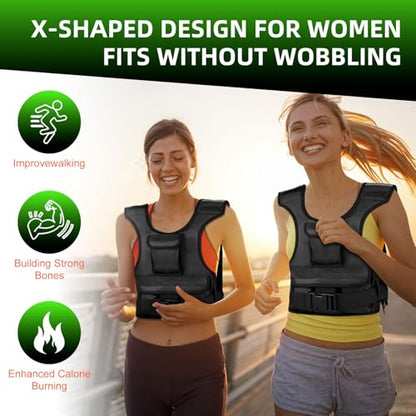 Adjustable Weighted Vest for Women, Customizable 0-18 lbs Strength Training Vest with 10 Removable Sandbag, Breathable Design, Reflective Safety Strips for Running, Hiking, and Fitness - size: 0-18 lb