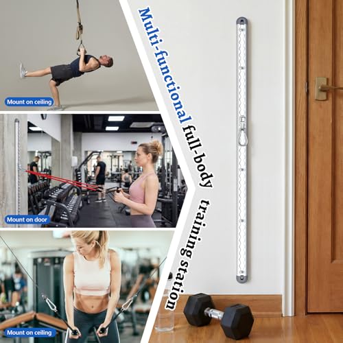 Zonon Adjustable Aluminum Wall-Mounted Anchored Fitness System Includes Two 40-inch Rails, Supports Over 600 Lbs, Features Locking Clips, Space-Saving for Exercise Bands Home Workouts