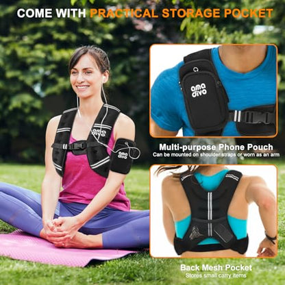 Weighted Vest for Men Women (20lb 16lb 12lb 8lb), Reflective Weighted Vest for Walking, Running, Workout & Fitness, Strength Training, Adjustable Buckles with Detachable Bag - size: 12 lbs