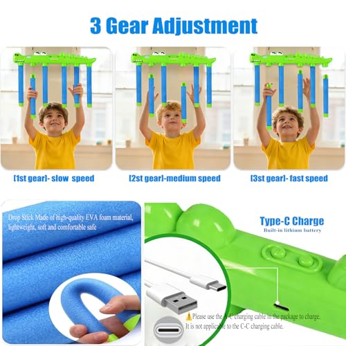 Reflex Drop Sticks Challenge Game Hand Eye Coordination Training Toy Hand Speed Reaction Challenge Game 3 Speeds Adjustable Rechargeable with Remote Control Music&Voice Prompt for Kids Adults