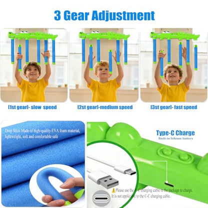 Reflex Drop Sticks Challenge Game Hand Eye Coordination Training Toy Hand Speed Reaction Challenge Game 3 Speeds Adjustable Rechargeable with Remote Control Music&Voice Prompt for Kids Adults