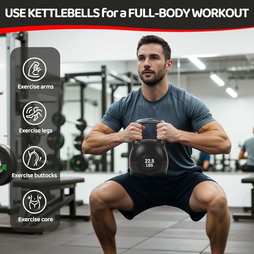 LIFERUN Adjustable Kettlebell Set with 7 Weight Levels, Choose 22.5 lb or 44 lb, Quick-Change Weight Dial & Safety Lock, Space-Saving Design, Full-Body Workout & Cross-Training