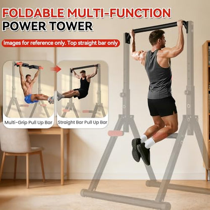 Power Tower Pull Up Dip Station Foldable, Pull Up Bar Station Adjustable, Multi-Function Home Gym, Strength Training Fitness Equipment, Triangular Design, for Home Outdoor - color: Black-Attachment