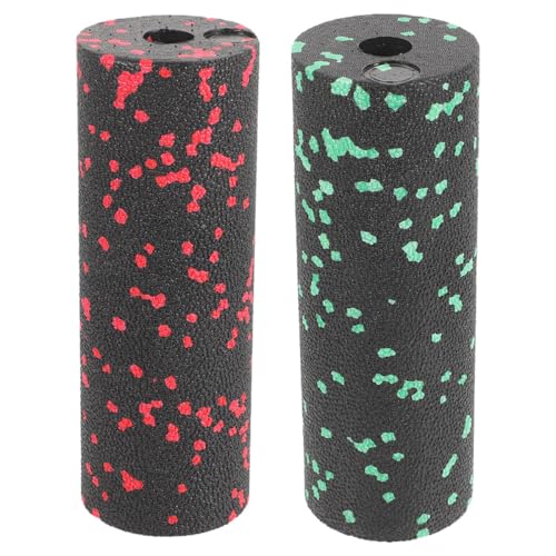 Veemoon 2pcs Mini Exercise Foam Rollers for Muscle Massage, Lightweight Hollow Fitness Rollers for Travel, Includes Green and Red Body Massage Sticks for Muscle Relaxation