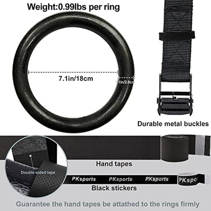 Gymnastic Rings 1100lbs Capacity with 14.76ft Adjustable Buckle Straps, Swing Swivel 35KN Breaking Strength 360° Rotator Safety Rotational Device