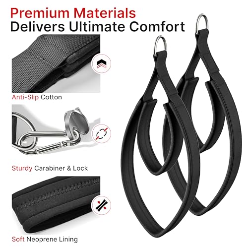 Pilates Loops Compatible with Tonal Smart Home Gym, Soft Pilates Straps for Reformer Machine, Double Loop Accessories with Sturdy Adapters, Enhanced Thickness Fitness Attachment (1 Pair)