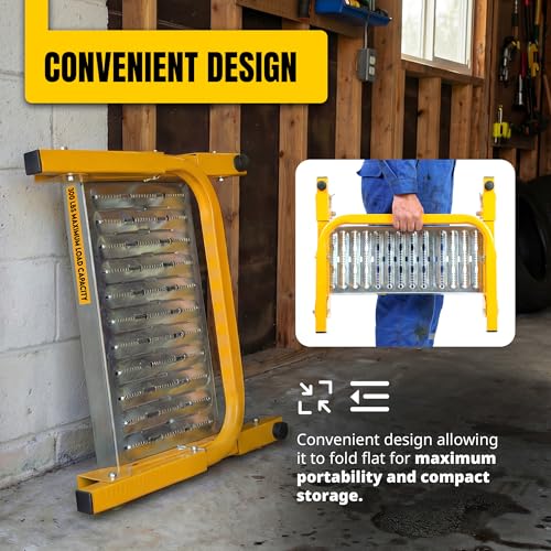 MAXXHAUL 50694 21-1/2" x 7.3" Adjustable Truck Tire Service Step with Non-Slip Platform Foldable 300-lb Capacity — Fits up to 31" Tire Diameter