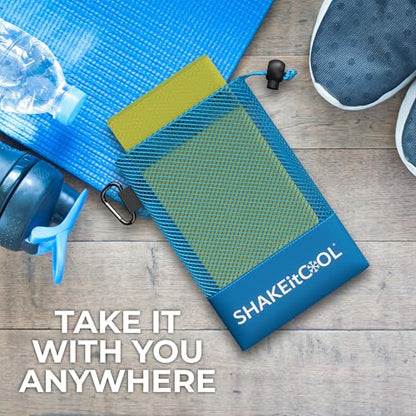 SHAKEitCOOL Extended Size Cooling Towel – Be Cool in Style - Heat Relief, Soft, Lightweight, Sun Protection, Easy Clean - Perfect for Biking, Hiking, Running, Yoga, Golf, Gardening - Safety Yellow M - color: Safety Yellow