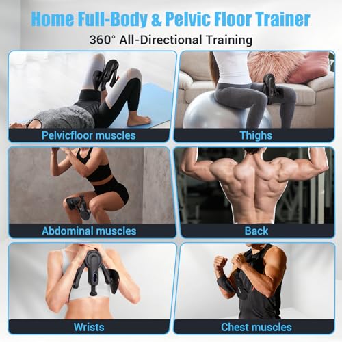 Inner Thigh Exerciser for Women, 15-80 LB Adjustable Resistance Thigh Trainer with Resistance Band(2PC), Thigh Workout Kegel Equipment for Pelvic Floor Muscle, Shaping, Yoga & Home Fitness
