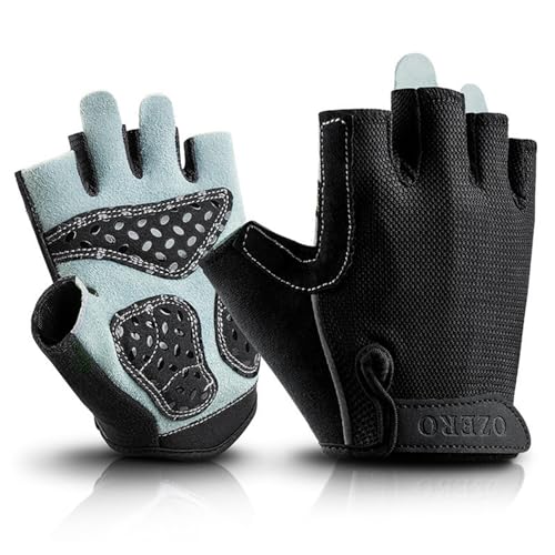 Workout Gloves for Men Women, Fingerless Weight Lifting Gloves with Genuine Suede Palm, Full Palm Protection, Enhanced Grip, Breathable Gym Gloves for Fitness Training Cycling Pull Ups