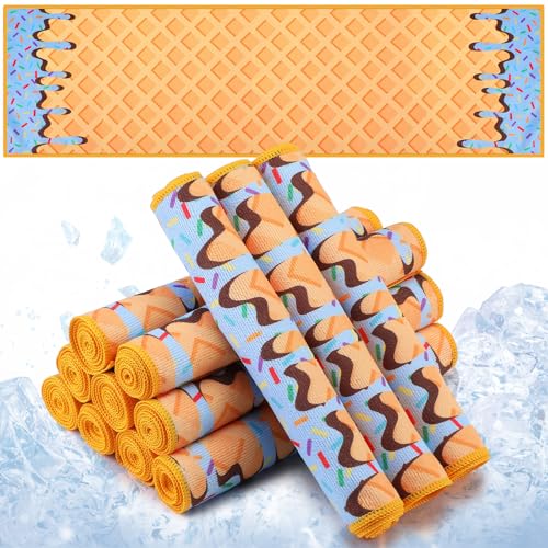 12 Pcs Baseball Ice Cream Drip Cooling Towel Microfiber Absorbent Lightweight Sport Cooling Towel Sweat Sport Rags for Baseball Team Coach Gifts Event Yoga Running Gym(Blue,40 x 12 Inch) - color: Blue, size: 40 x 12 Inch